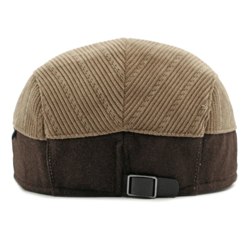 Unisex Fleece Lined Corduroy Beret Flat Cap