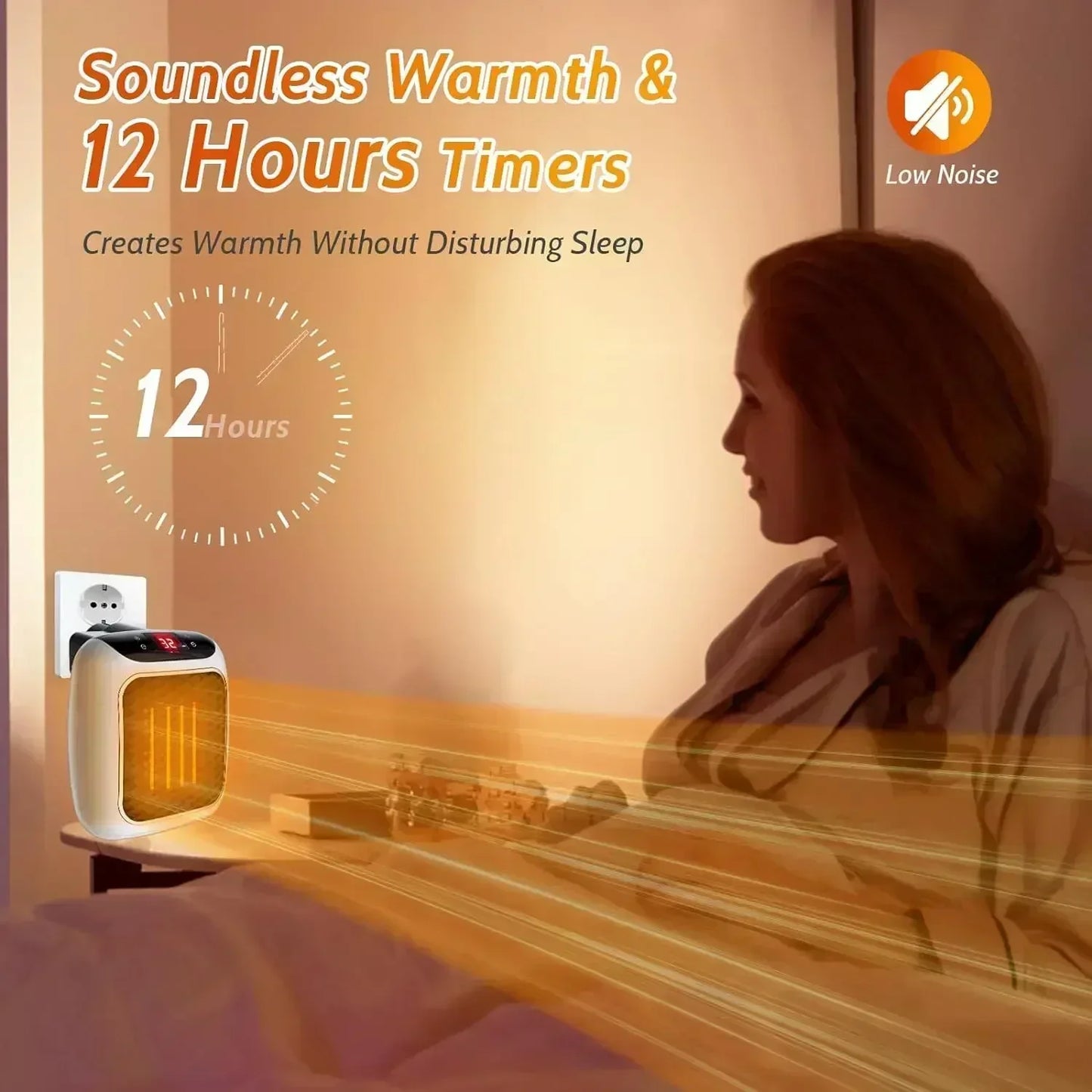 800W Portable Wall Mounted Electric Heater With Remote