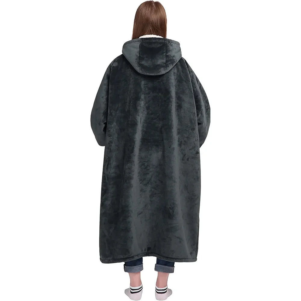 Oversized Wearable Blanket Hoodie With Hood And Pockets