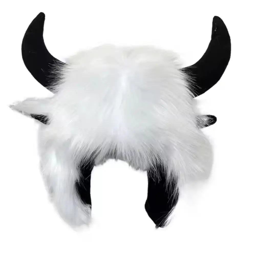 Fluffy Unisex Bullhead Bomber Hat With Horns