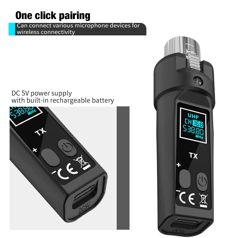 Wireless Uhf Mic Converter Xlr Transmitter Receiver Audio