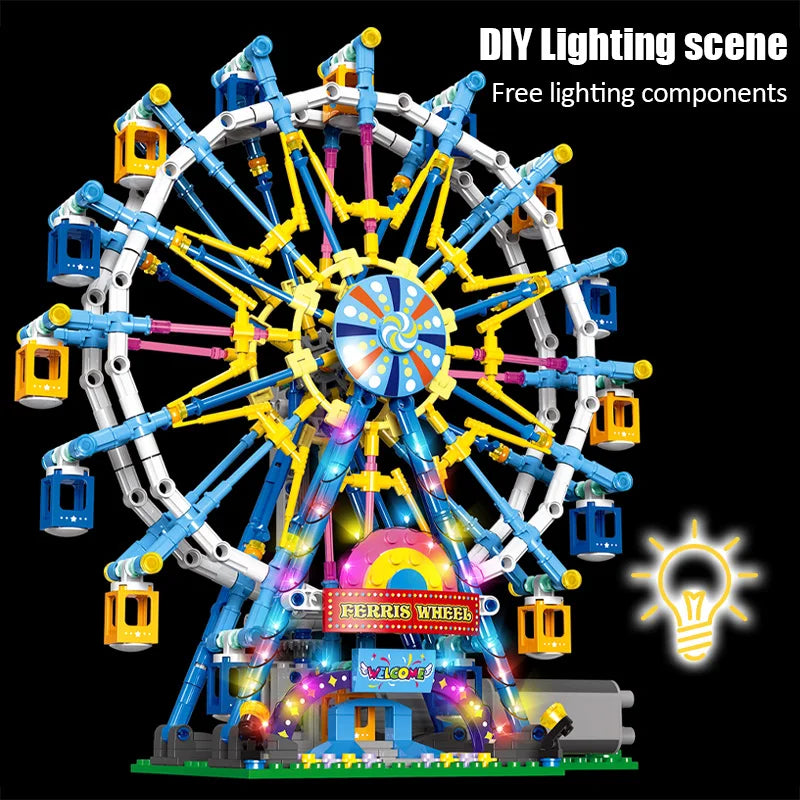 Rotating Ferris Wheel Building Blocks Toy With Lights