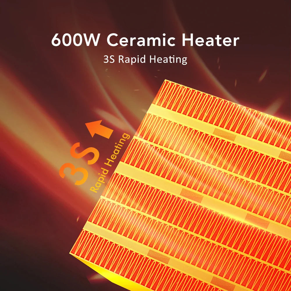 600W Portable Electric Heater With Remote Control