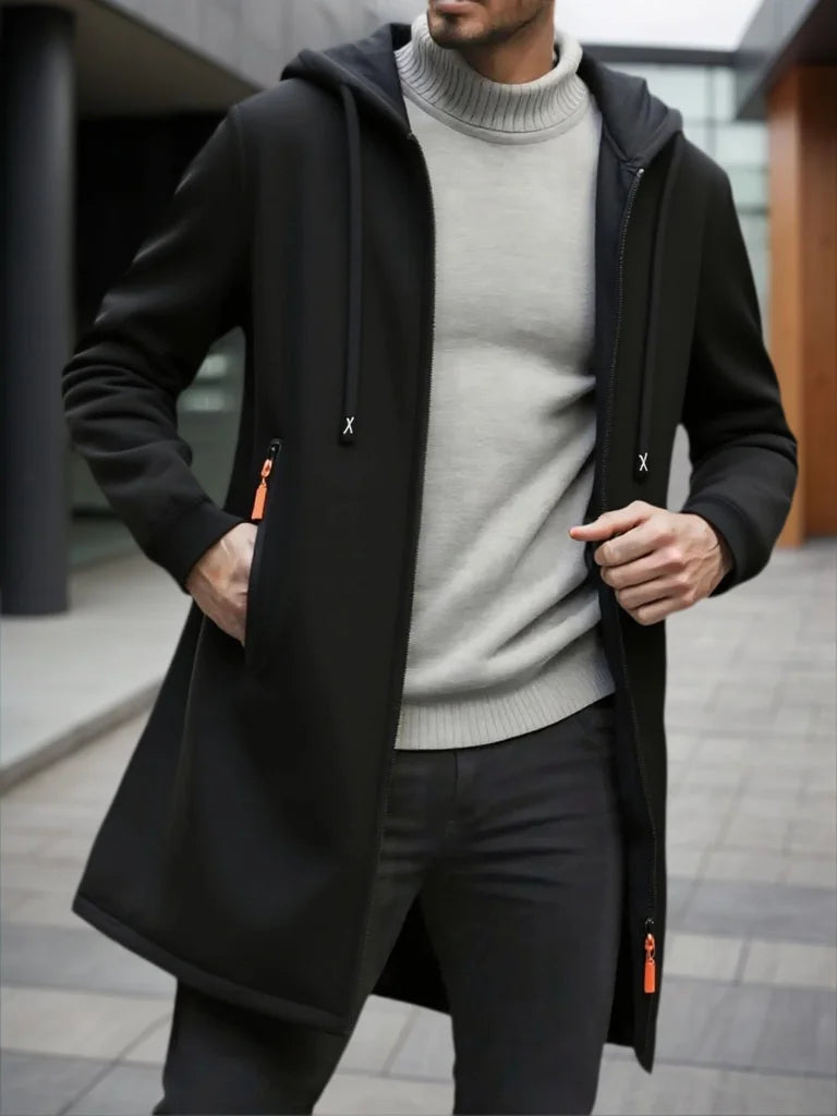 Men'S Fleece Hooded Zipper Jacket: Casual Outdoor Wear