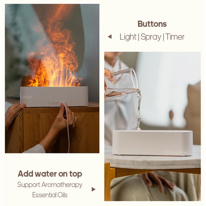 Ultrasonic Aroma Diffuser With Realistic Flame Light