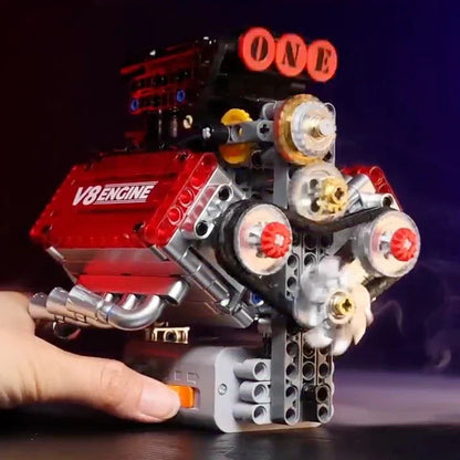 V8 Engine Motorized Building Block Model Simulation Kit