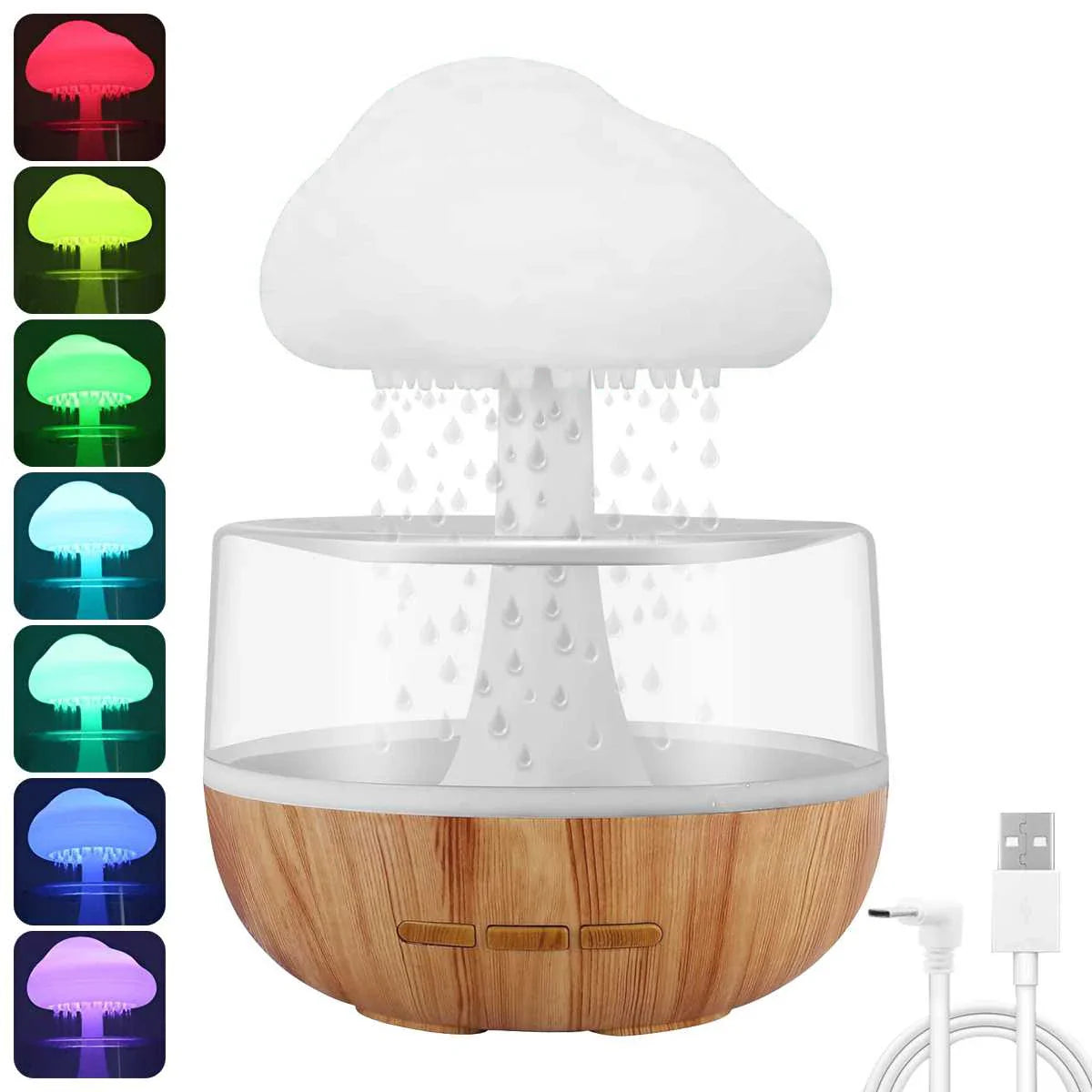 Colorful Raindrop Cloud Humidifier Nightlight Aroma Diffuser