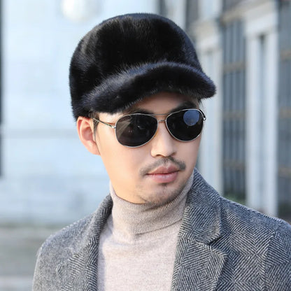 Natural Mink Fur Winter Bomber Hat Unisex