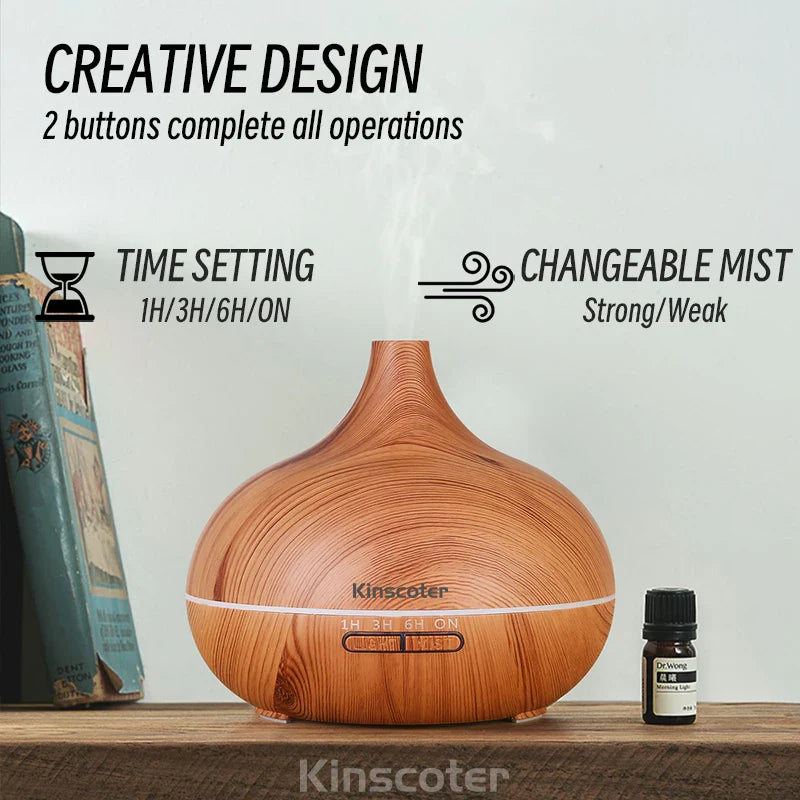 Ultrasonic Wood Grain Aromatherapy Diffuser With Remote Control