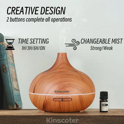 Ultrasonic Wood Grain Aromatherapy Diffuser With Remote Control