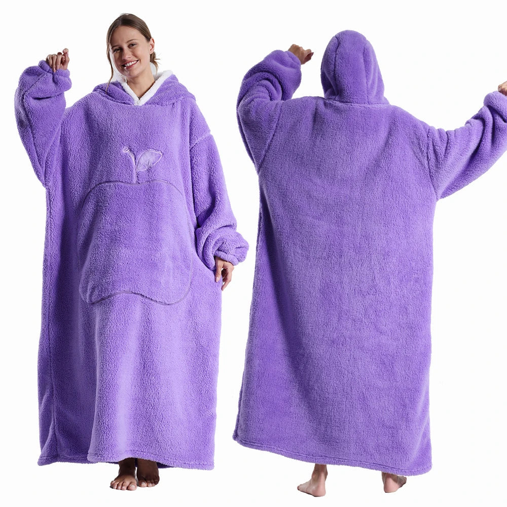 Oversized Wearable Blanket With Hood, Cozy Winter Comfort