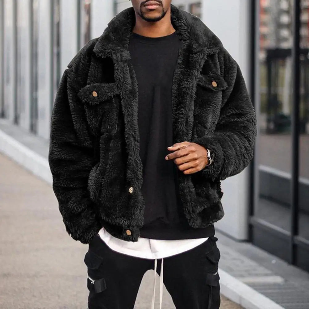 Cozy Men'S Fuzzy Winter Hip-Hop Jacket