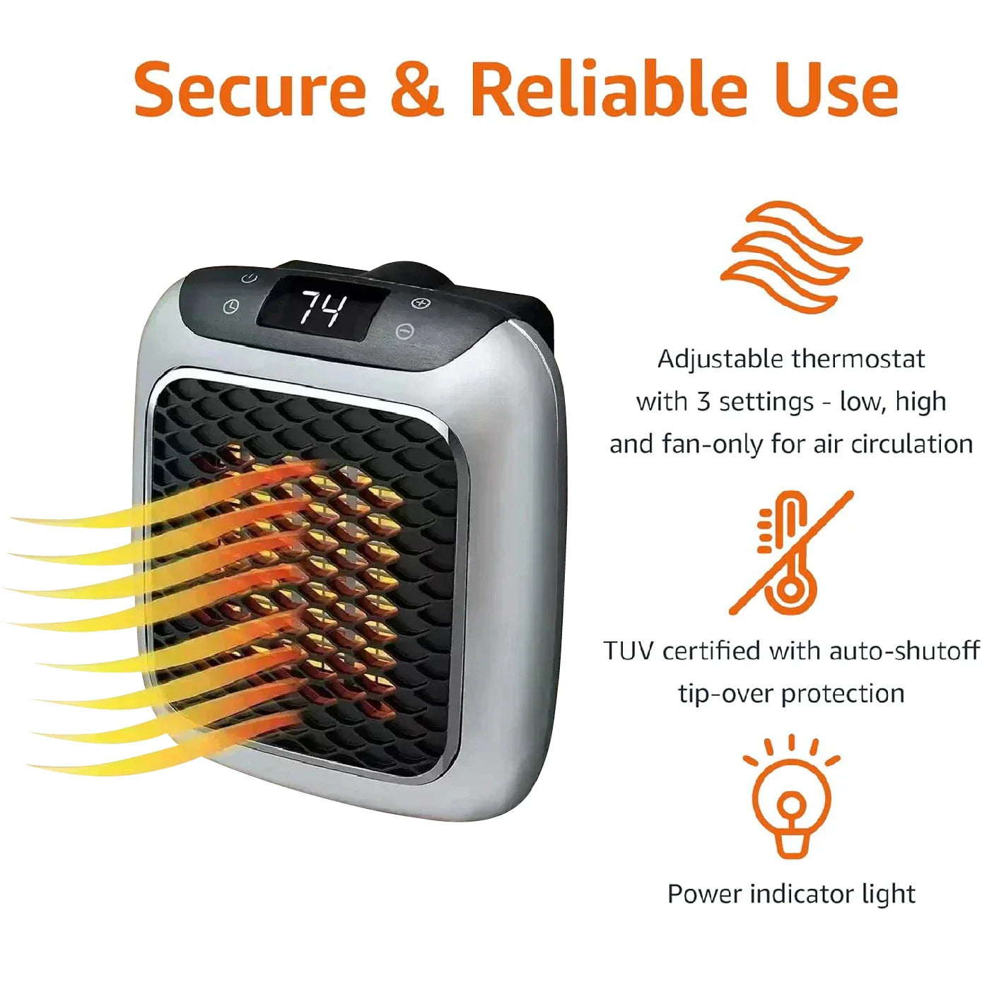 Wall Mounted Mini Ceramic Electric Heater With Remote