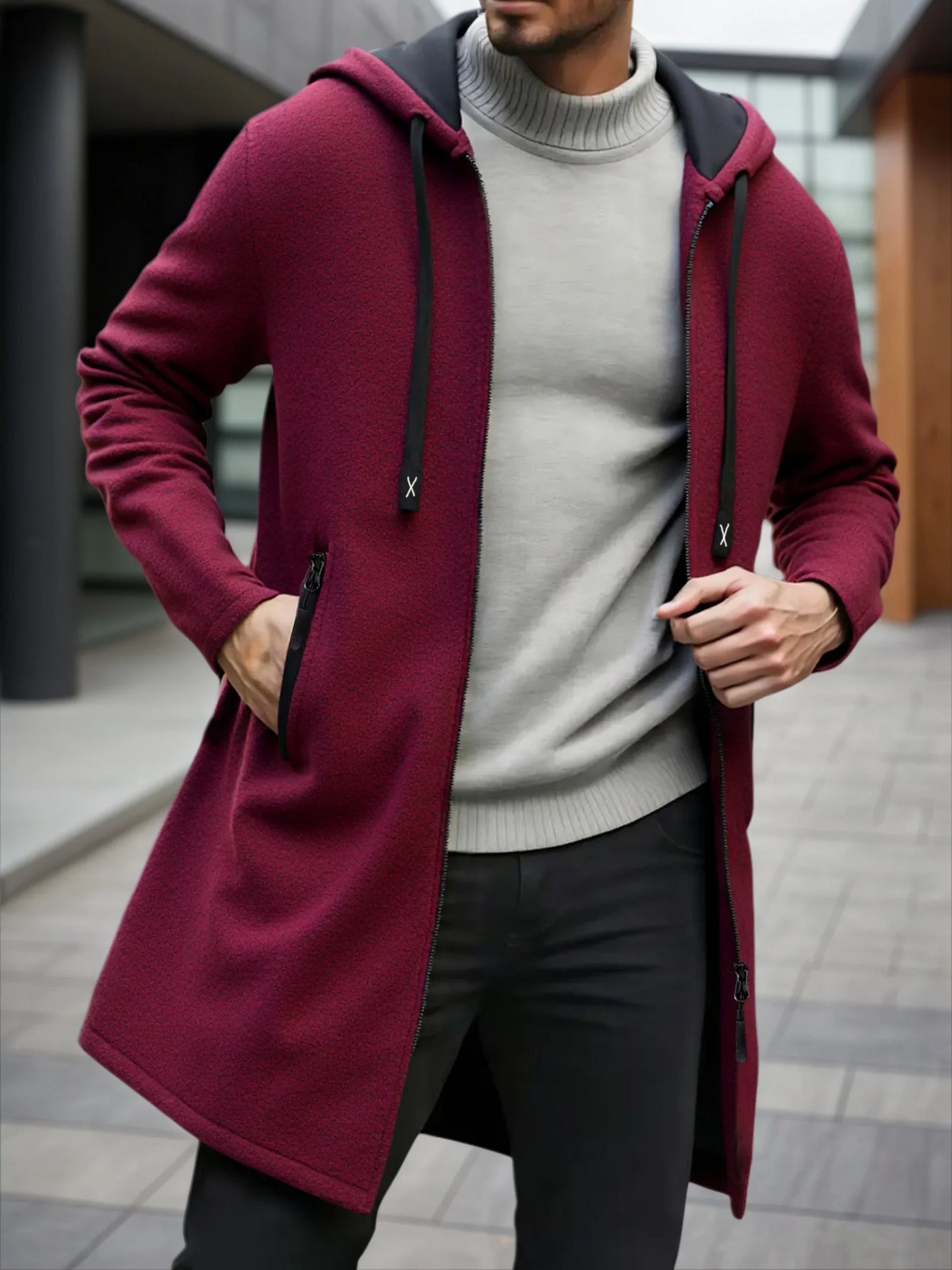 Men'S Fleece Hooded Zipper Jacket: Casual Outdoor Wear