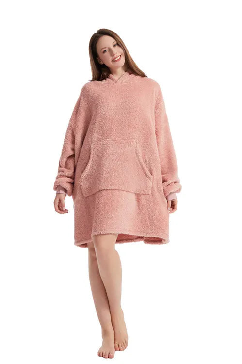Cozy Oversized Fleece Hoodie Blanket With Hood