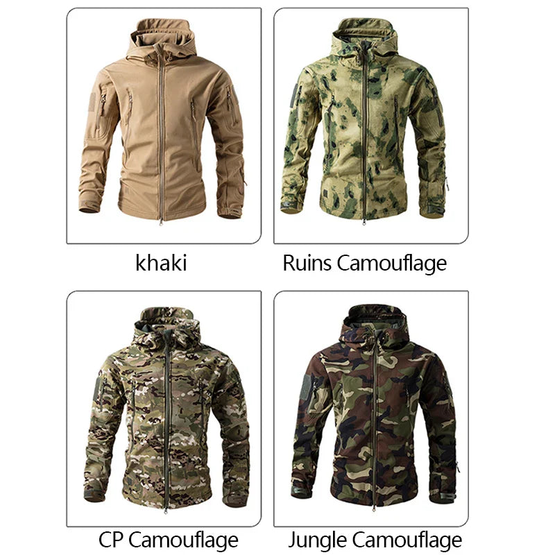 Waterproof Men'S Tactical Hooded Camouflage Jacket