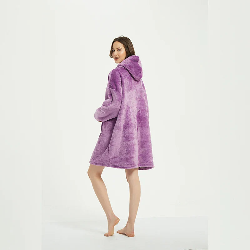 Oversized Wearable Winter Fleece Blanket Hoodie