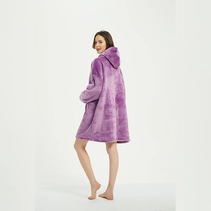 Oversized Wearable Winter Fleece Blanket Hoodie