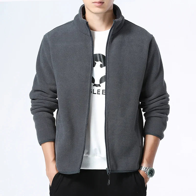 Men'S Wool Fleece Jacket With Stand Collar