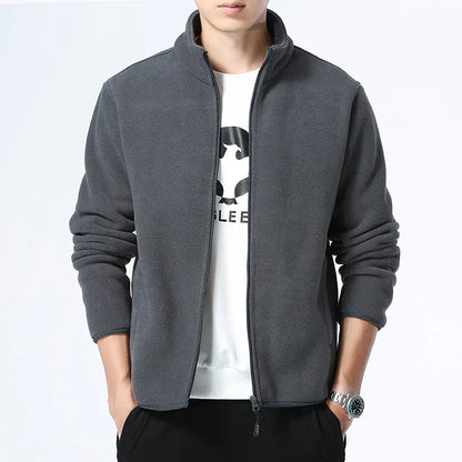 Men'S Wool Fleece Jacket With Stand Collar