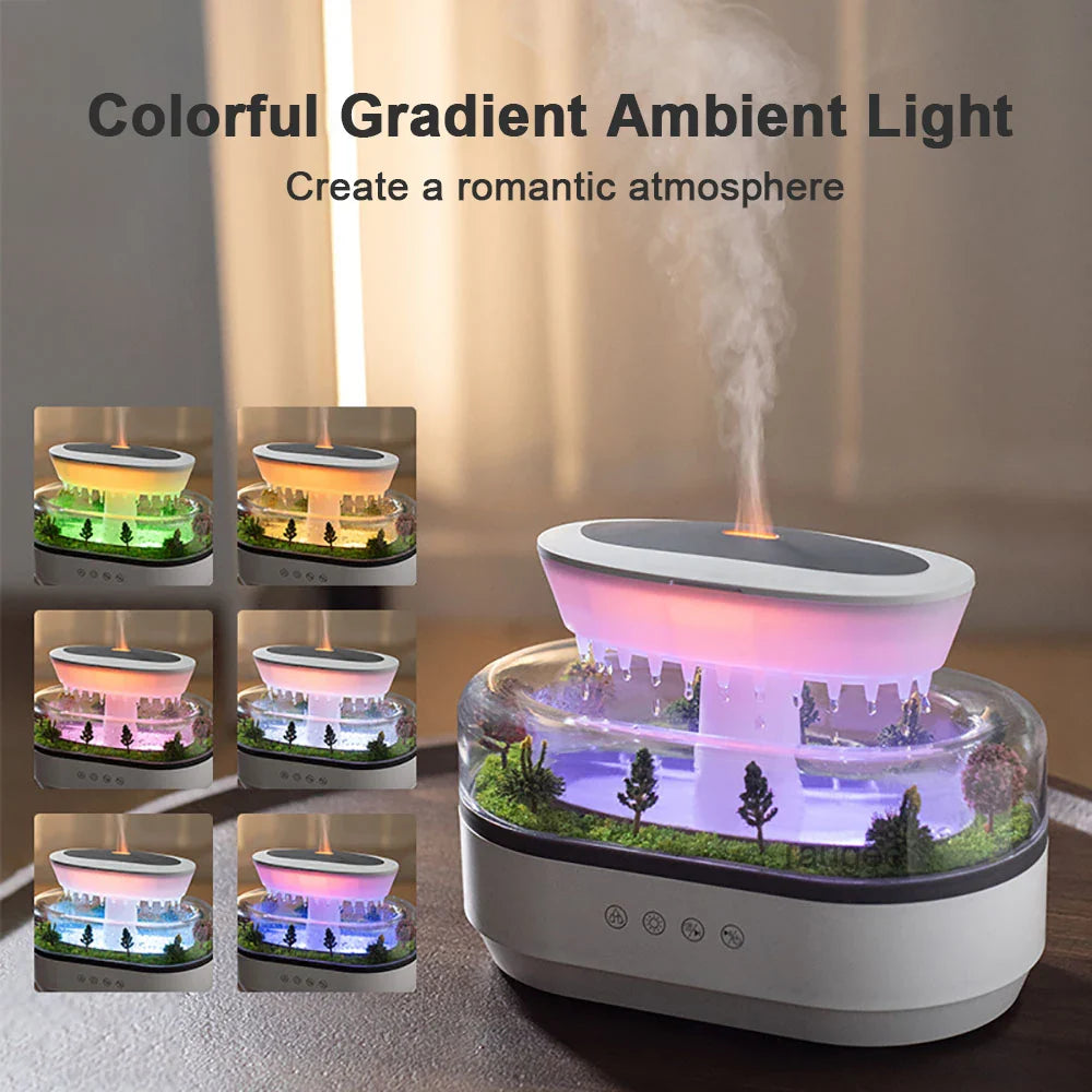 Ultrasonic Raindrop Aroma Humidifier With Colorful Lights