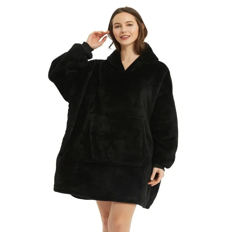 Oversized Wearable Winter Fleece Blanket Hoodie