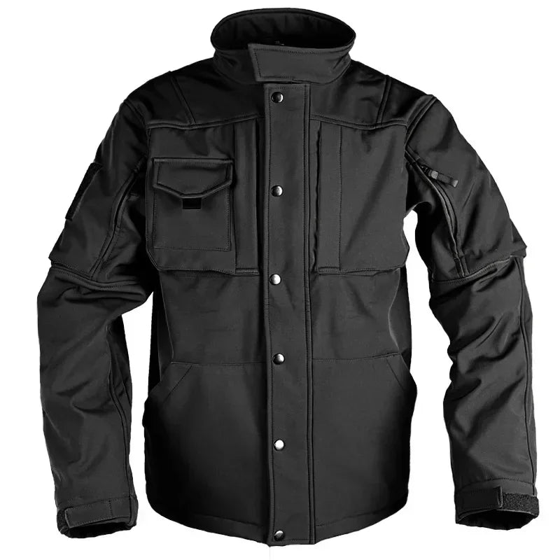 Tactical Men'S Waterproof Fleece Jacket With Pockets