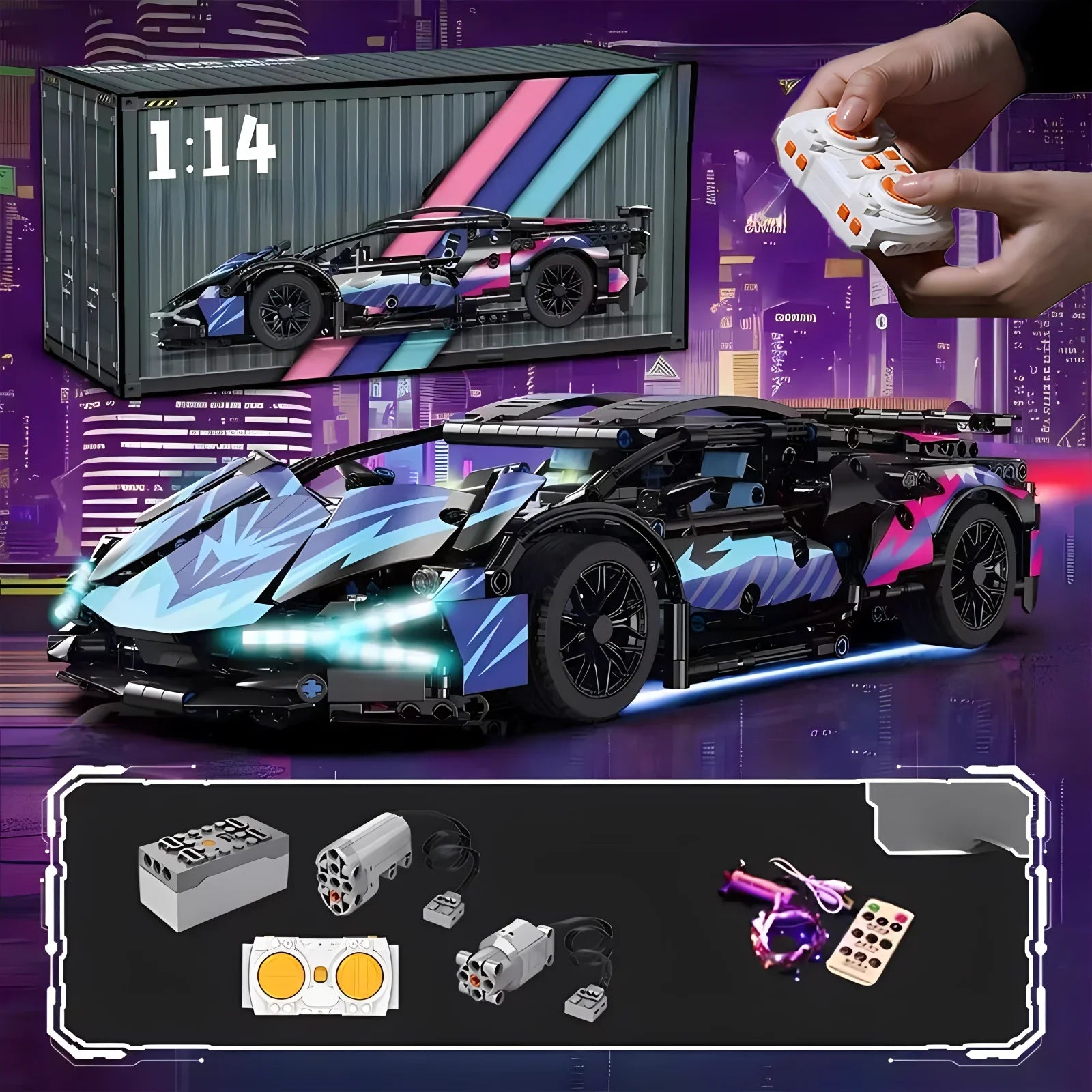 1:14 Remote-Control Roadster Building Blocks Toy For Kids