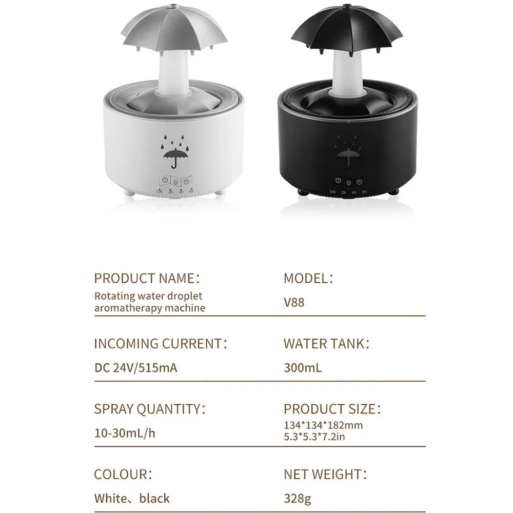 Raindrop Air Humidifier With Colorful Light Diffuser