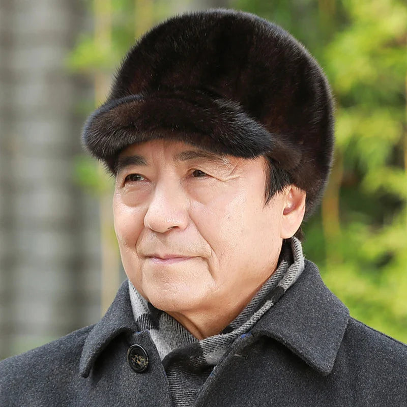 Natural Mink Fur Winter Bomber Hat Unisex