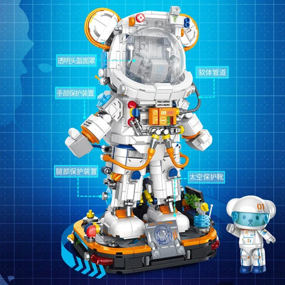 Astronaut Teddy Bear Building Blocks With Led Lights