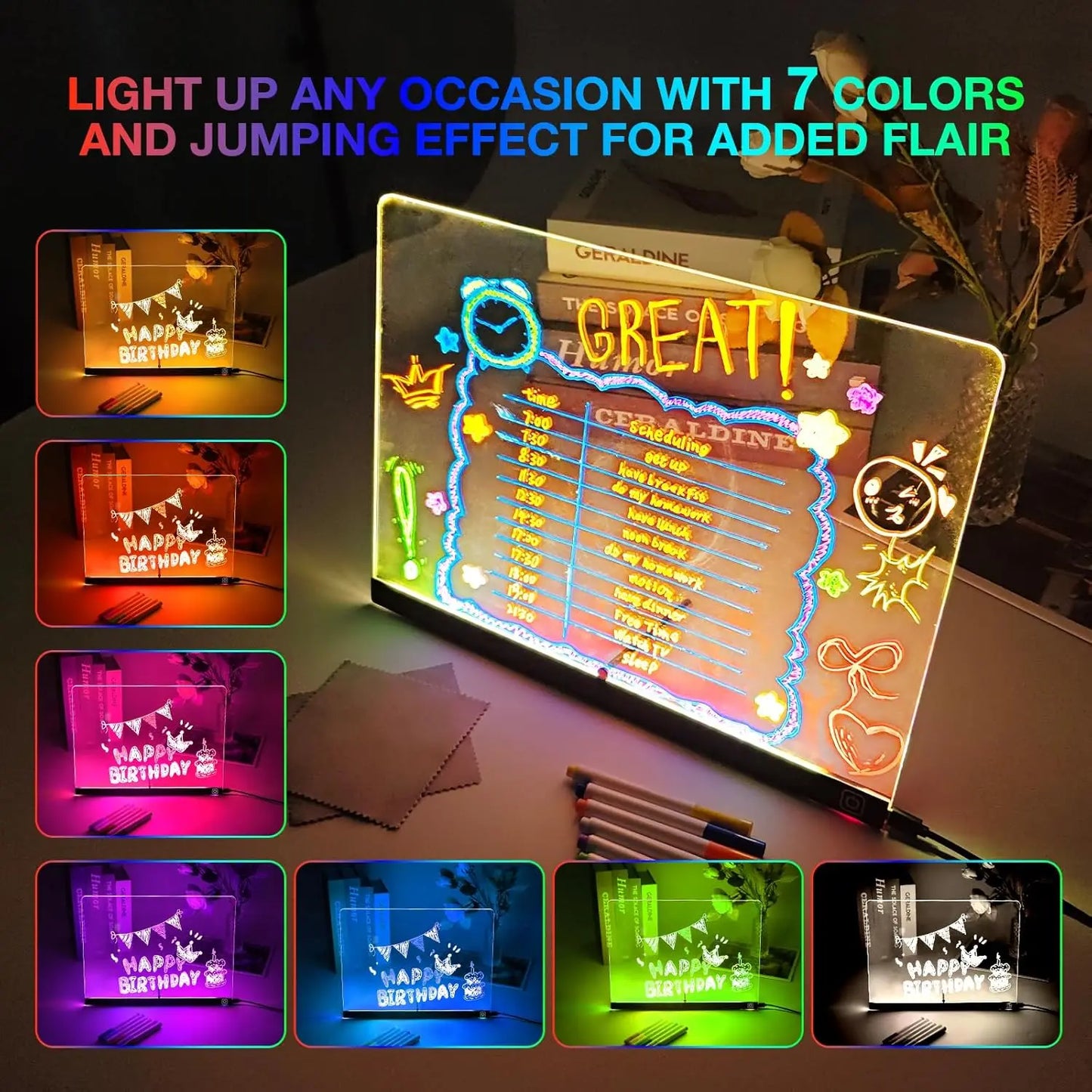 Led Acrylic Note Board With Rgb Light Display