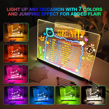 Led Acrylic Note Board With Rgb Light Display