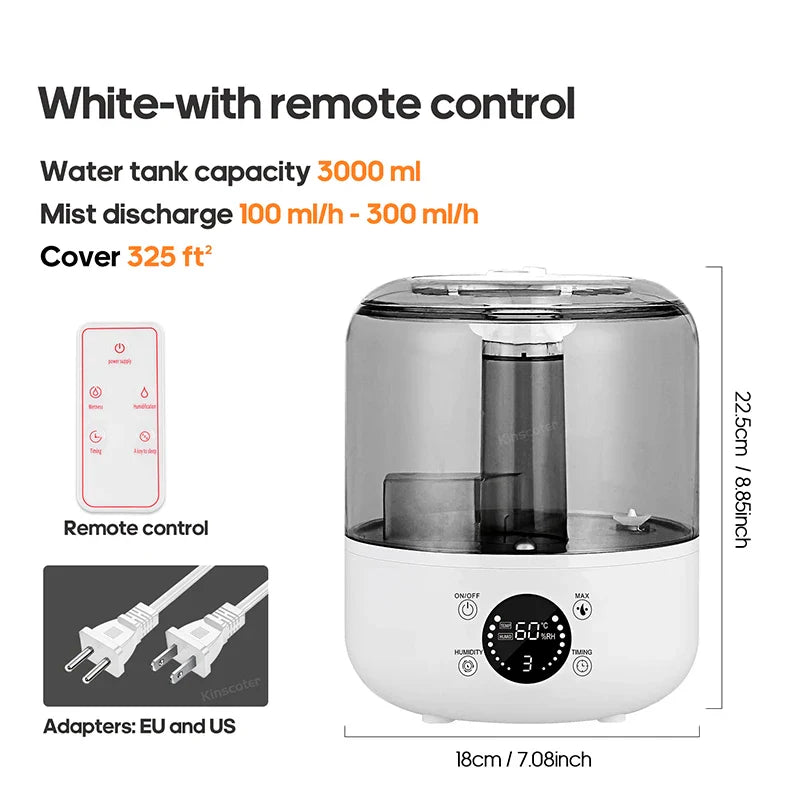 3L Air Humidifier With Remote And Timer Control