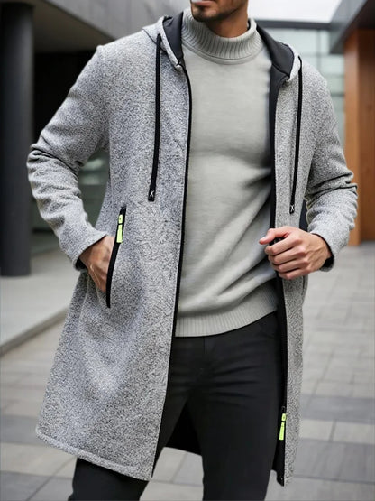 Men'S Fleece Hooded Zipper Jacket: Casual Outdoor Wear