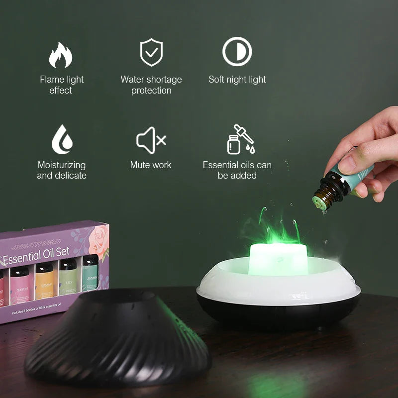 Volcanic Aroma Diffuser With Flame Night Light
