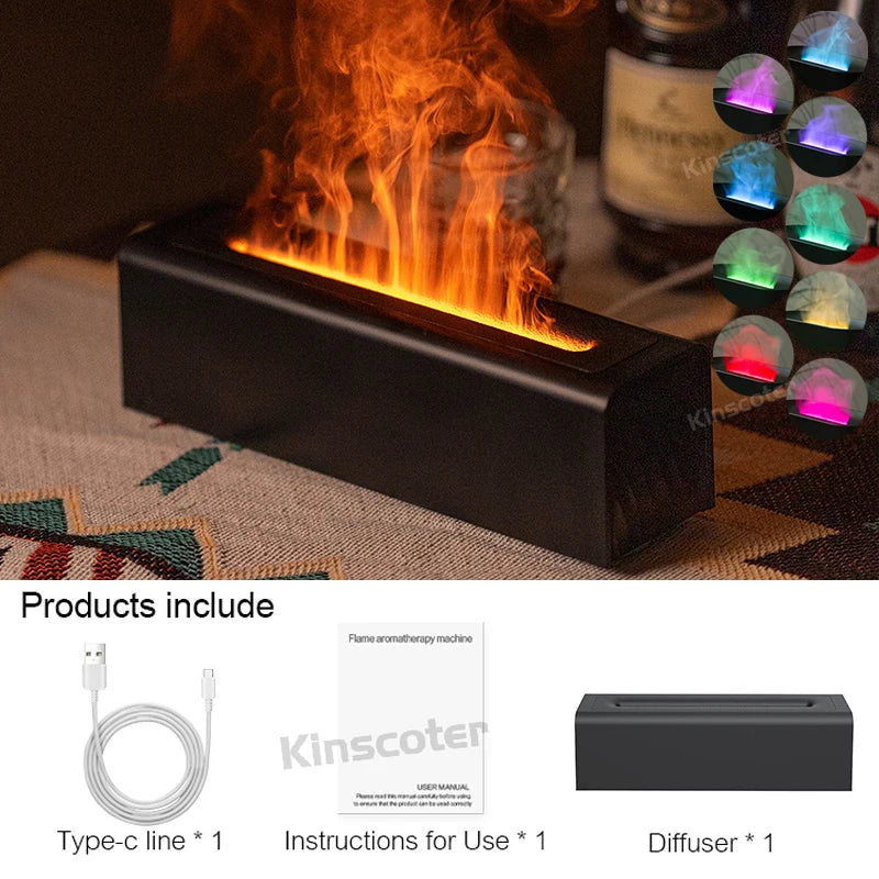 Ultrasonic Aroma Diffuser With Realistic Flame Light