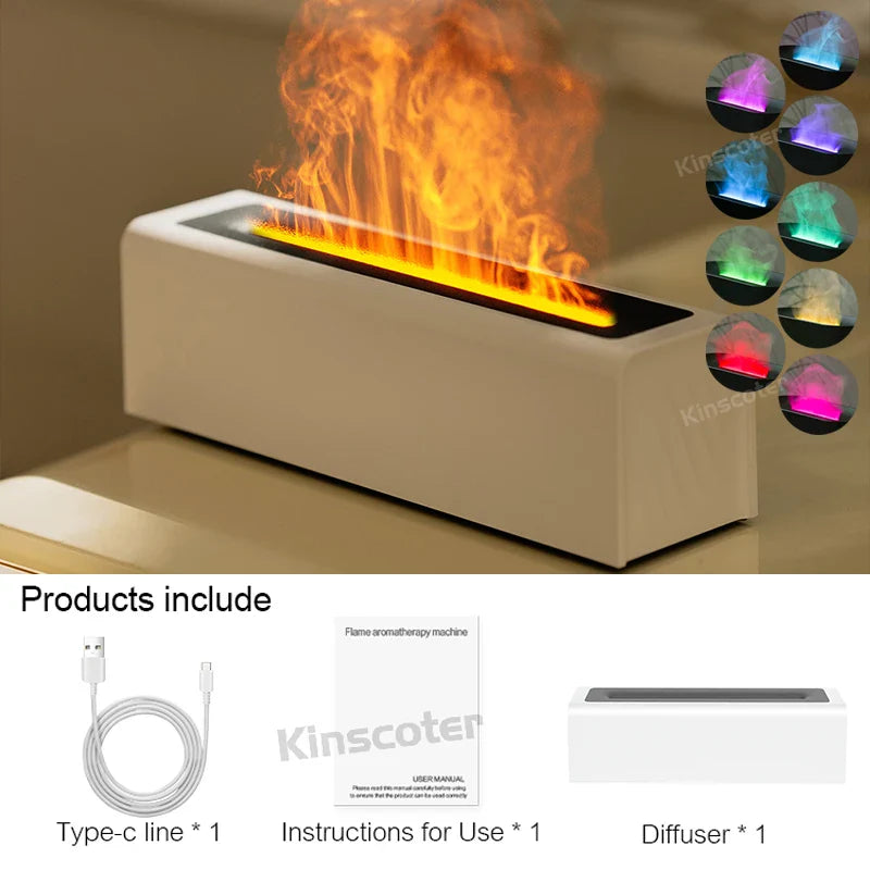 Ultrasonic Aroma Diffuser With Realistic Flame Light