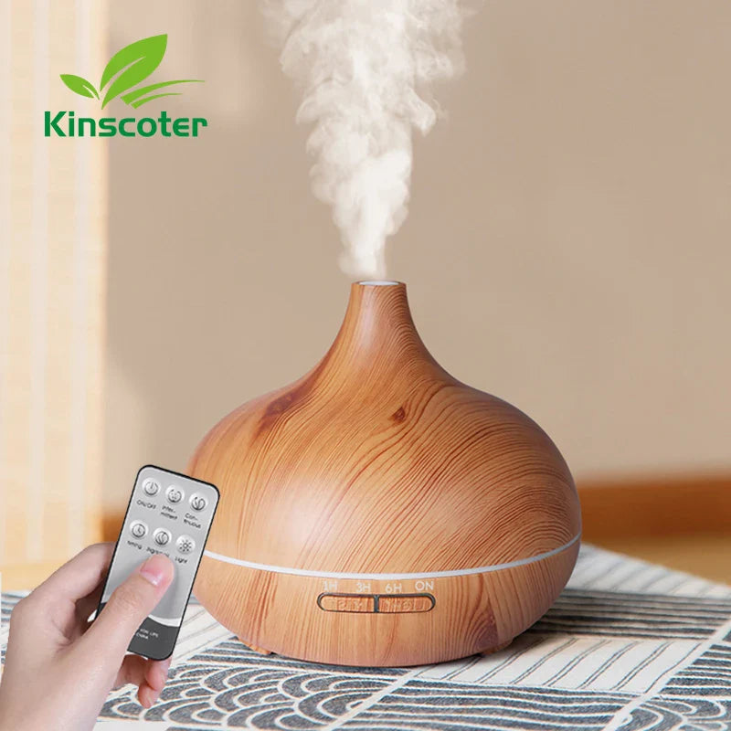 Ultrasonic Wood Grain Aromatherapy Diffuser With Remote Control