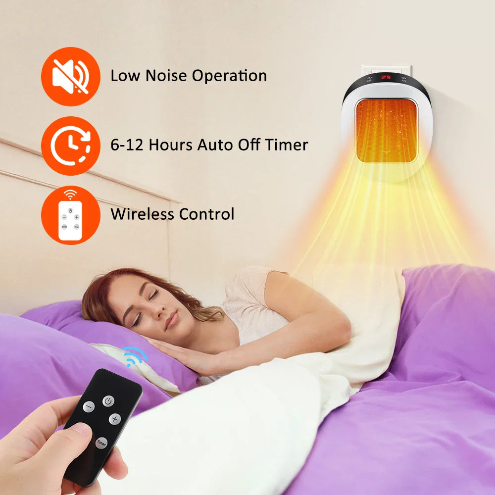600W Portable Electric Heater With Remote Control