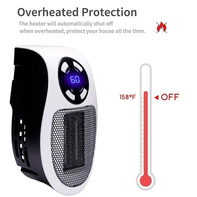 Portable Electric Heater With Adjustable Temperature Display