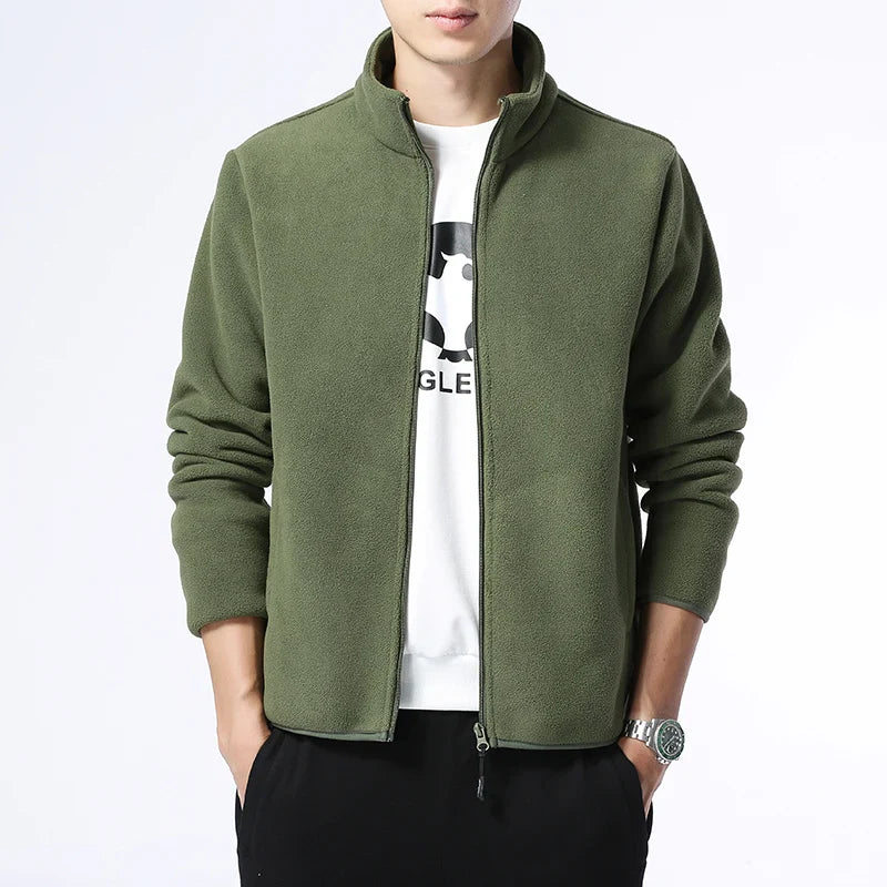 Men'S Wool Fleece Jacket With Stand Collar