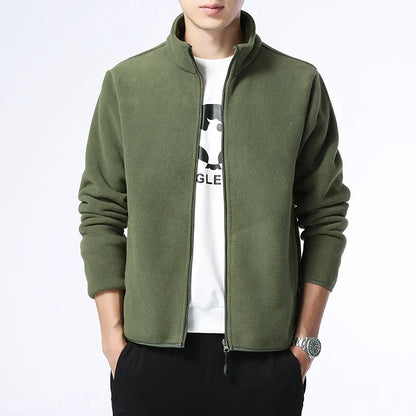 Men'S Wool Fleece Jacket With Stand Collar