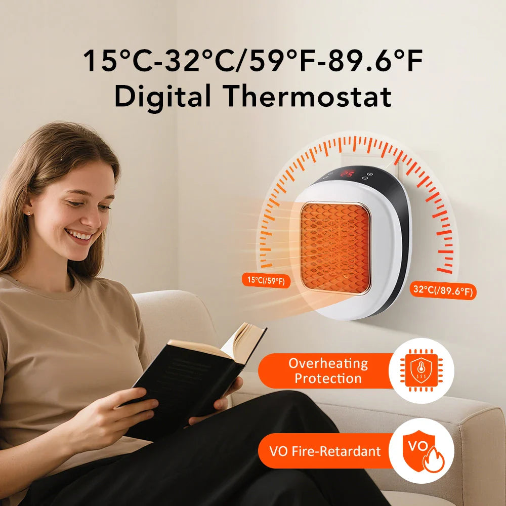 600W Portable Electric Heater With Remote Control
