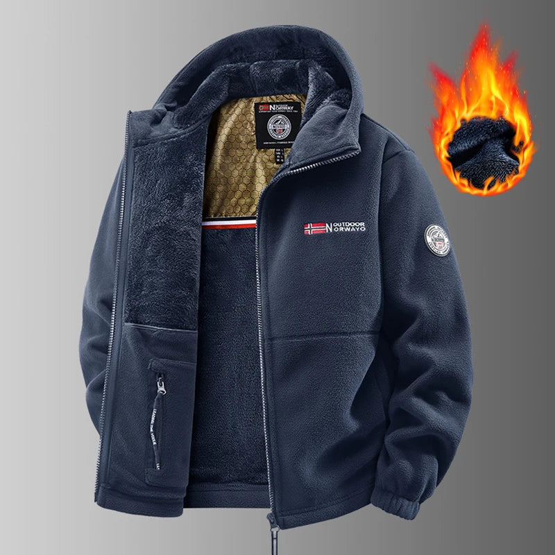 Men'S Winter Tactical Fleece Jacket With Hood