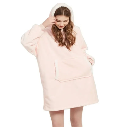 Oversized Wearable Winter Fleece Blanket Hoodie