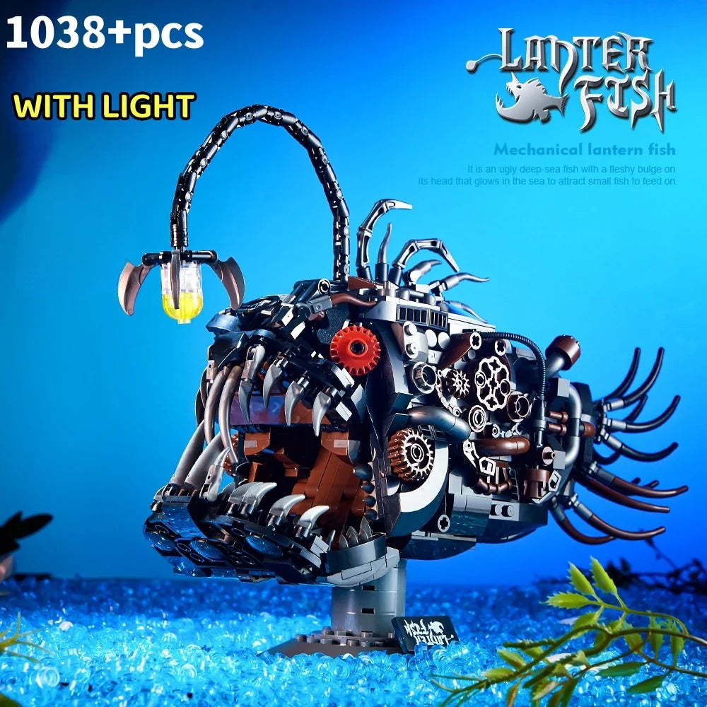 1038Pcs Build Your Own Mechanical Lantern Fish Model