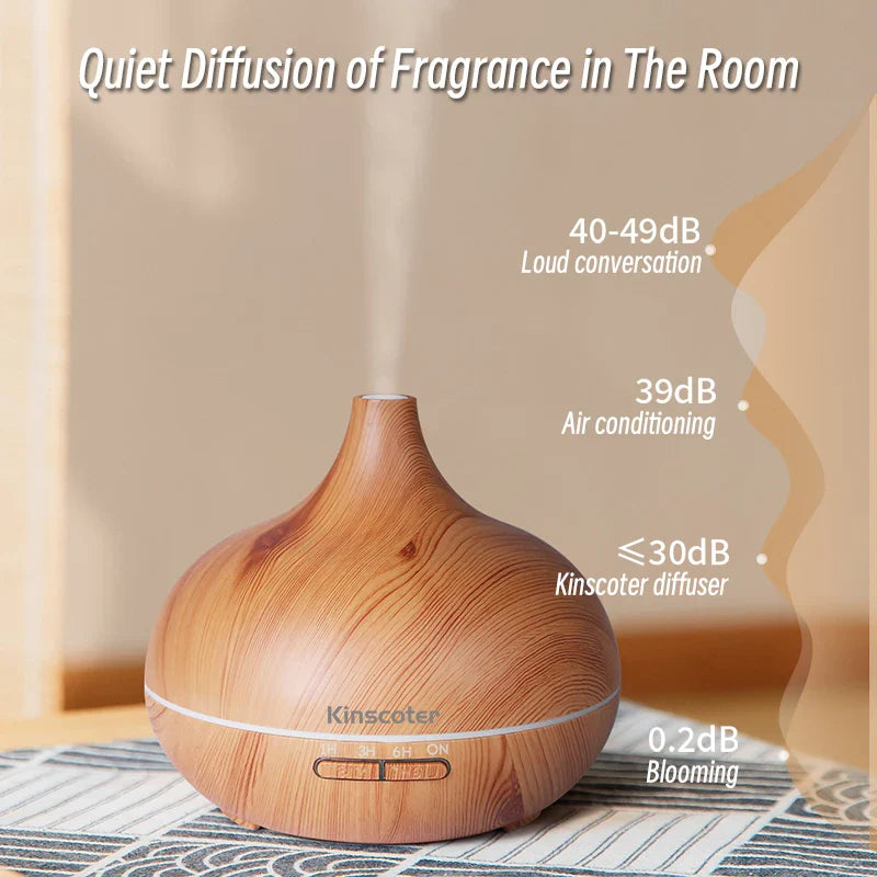Ultrasonic Wood Grain Aromatherapy Diffuser With Remote Control