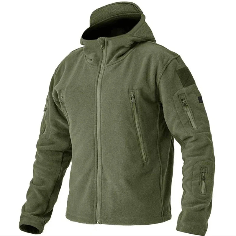 Men'S Outdoor Tactical Fleece Jacket Windproof Hooded