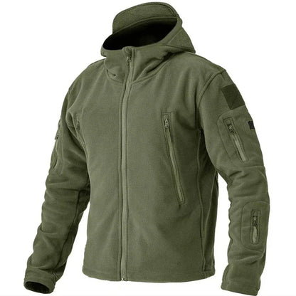 Men'S Outdoor Tactical Fleece Jacket Windproof Hooded